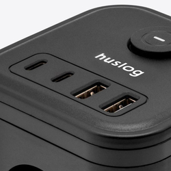 Nabíjecí stanice Huslog 15W 3xzásuvka, 2xUSB-C, 2xUSB černá