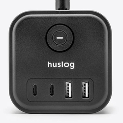 Nabíjecí stanice Huslog 15W 3xzásuvka, 2xUSB-C, 2xUSB černá
