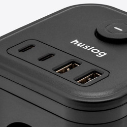 Nabíjecí stanice Huslog 15W 3xzásuvka, 2xUSB-C, 2xUSB černá
