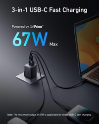 Nabíječka do sítě Anker Prime 67W, 2xUSB-C, 1xUSB-A černá