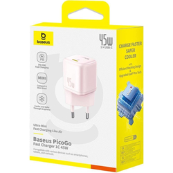 Nabíječka do sítě Baseus PicoGo 45W, 1xUSB-C růžová