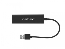 Natec Dragonfly rozbočovač 3x USB 2.0 HUB + RJ45, černý