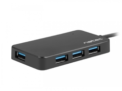 Natec rozbočovač Silkworm, USB-C 4x USB 3.0 HUB, černý