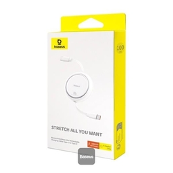 Navíjecí kabel Baseus Free2Draw USB-C/USB-C 1m 100W bílý
