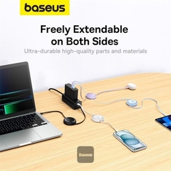Navíjecí kabel Baseus Free2Draw USB-C/USB-C 1m 100W černý