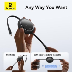 Navíjecí kabel Baseus Free2Pull USB-C/Lightning s nastavitelnou délkou až 1m 20W černý