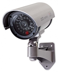 NEDIS atrapa bezpečnostní kamery s infračervenou LED/ bullet/ IP44/ venkovní/ šedá
