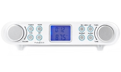 NEDIS kuchyňské rádio/ FM/ síťové napájení/ digitální/ 1,5 W/ budík/ výstup pro sluchátka/ bílo-stříbrné