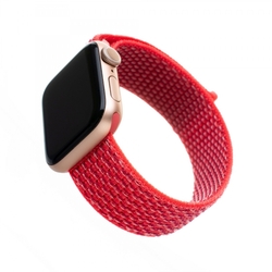 Nylonový řemínek FIXED Nylon Strap pro Apple Watch 42/44/45mm, tmavě růžový