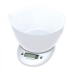 Omega Digitální kuchyňská váha bílá s mísou (OBSKWB) 3kg