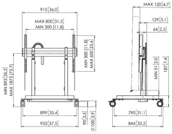 Optoma RISE 5305 Elektrický pojízdný TV lift, prémiová kolečka, rychlost 50 mm/s černý