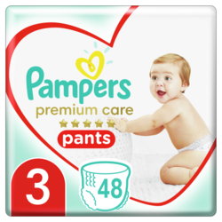 Pampers Plenkové Kalhotky Premium Care Velikost 3, 48 Kusů, 6kg-11kg