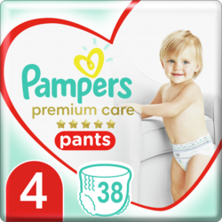 Pampers Plenkové Kalhotky Premium Care Velikost 4, 38 Kusů, 9kg-15kg