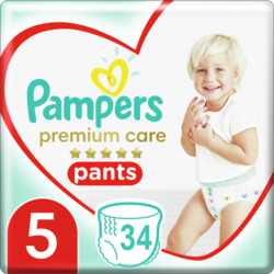 Pampers Plenkové Kalhotky Premium Care Velikost 5, 34 Kusů, 12kg-17kg