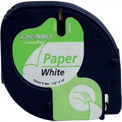 Páska do štítkovače Dymo LetraTAG, 91220, S0721520, bílá/černá, 12 mm