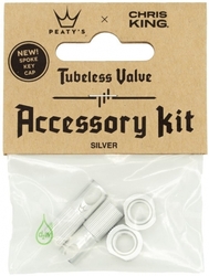 PEATY'S X CHRIS KING (MK2) SILVER TUBELESS VALVES ACCESSORY KIT 