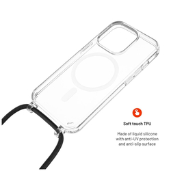 Pouzdro FIXED MagPure Neck s černou šňůrkou na krk pro Apple iPhone 16e