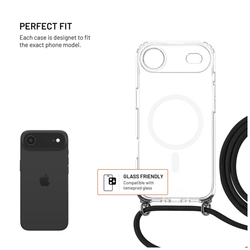 Pouzdro FIXED MagPure Neck s černou šňůrkou na krk pro Apple iPhone Air