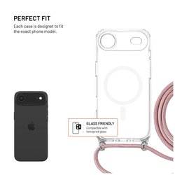 Pouzdro FIXED MagPure Neck s růžovou šňůrkou na krk pro Apple iPhone Air