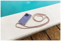 Pouzdro FIXED Pure Neck s růžovou šňůrkou na krk pro Apple iPhone 14 Plus
