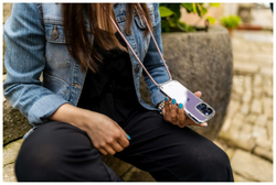 Pouzdro FIXED Pure Neck s růžovou šňůrkou na krk pro Apple iPhone 14 Plus