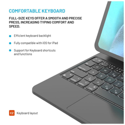 Pouzdro s bezdrátovou klávesnicí FIXED Typee pro Apple iPad Pro 11" M4 2024, CZ, černé