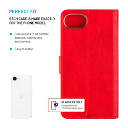 Pouzdro typu kniha FIXED Opus pro Apple iPhone 16e, červené
