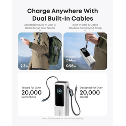 Powerbanka Anker 25000mAh, 165W s kabelem USB-C stříbrná