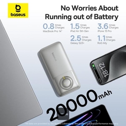 Powerbanka Baseus Free2Pull 20000mAh, 65W, s kabelem USB-C bílá