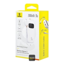 Powerbanka Baseus Qpow2 20000mAh, 30W, s kabelem USB-C bílá