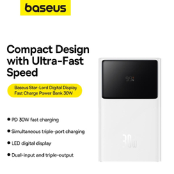 Powerbanka Baseus Star-Lord 10000mAh, 30W bílá