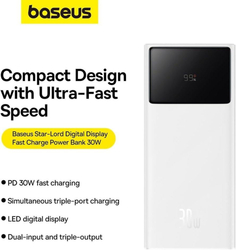 Powerbanka Baseus Star-Lord 20000mAh, 30W bílá