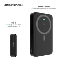 Powerbanka FIXED MagZen 10 Pro s Qi2 a MagSafe, 10 000 mAh, černá