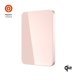 Powerbanka FIXED MagZen 5 Crystal s Qi2 a MagSafe, 5 000 mAh, růžová