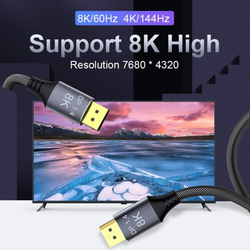 PremiumCord DisplayPort 1.4 přípojný kabel 32,4Gbit/s, rozlišení 8K, kovové a zlacené konektory, 0,5m