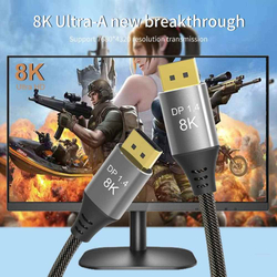 PremiumCord DisplayPort 1.4 přípojný kabel 32,4Gbit/s, rozlišení 8K, kovové a zlacené konektory, 1,5m
