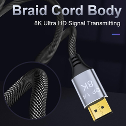 PremiumCord DisplayPort 1.4 přípojný kabel 32,4Gbit/s, rozlišení 8K, kovové a zlacené konektory, 7,5m