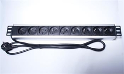 PremiumCord Panel napájecí do 19" racku 1.5U, 9x230V, 2m kabel