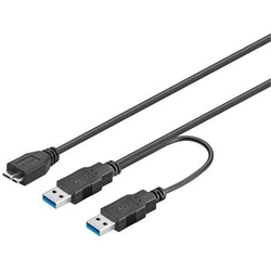 PremiumCord USB 3.0 napájecí Y kabel A/M + A/M -- microUSB/M
