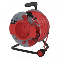 Prodlužovací kabel na bubnu 50m / 1 zásuvka / červený / PVC / 230 V / 1,5mm2
