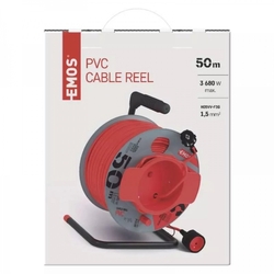 Prodlužovací kabel na bubnu 50m / 1 zásuvka / červený / PVC / 230 V / 1,5mm2