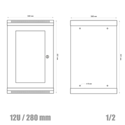 RACK DATACOM 10" nástěnný rozvaděč 12U/280 mm (sklo) černý
