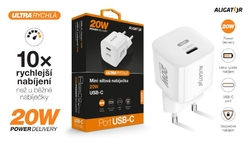 Rychlá nabíječka ALIGATOR Mini, PD 20W USB-C, bílá