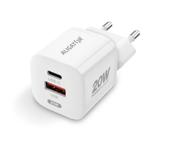 Rychlá nabíječka ALIGATOR Mini, PD 20W USB + USB-C, bílá