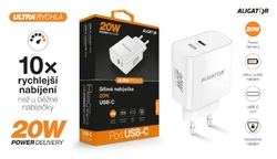 Rychlá nabíječka ALIGATOR PD 20W USB-C, bílá
