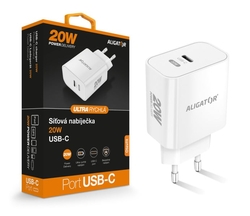 Rychlá nabíječka ALIGATOR PD 20W USB-C, bílá