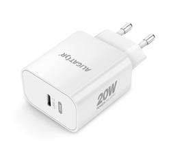 Rychlá nabíječka ALIGATOR PD 20W USB-C, USB-C/USB-C kabel, bílá