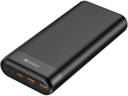 Sandberg Powerbank 20000mAh, USB-C PD 65W + 2x QC3.0, černá