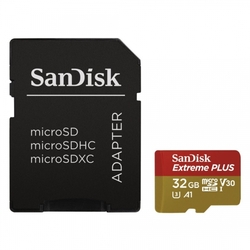 SanDisk Extreme Plus microSDHC 32GB 100MB/s Class 10 UHS-I V30 + adaptér
