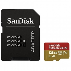 SanDisk Extreme PLUS microSDXC 128GB 200MB/s UHS-I U3 Class 10 + Adaptér